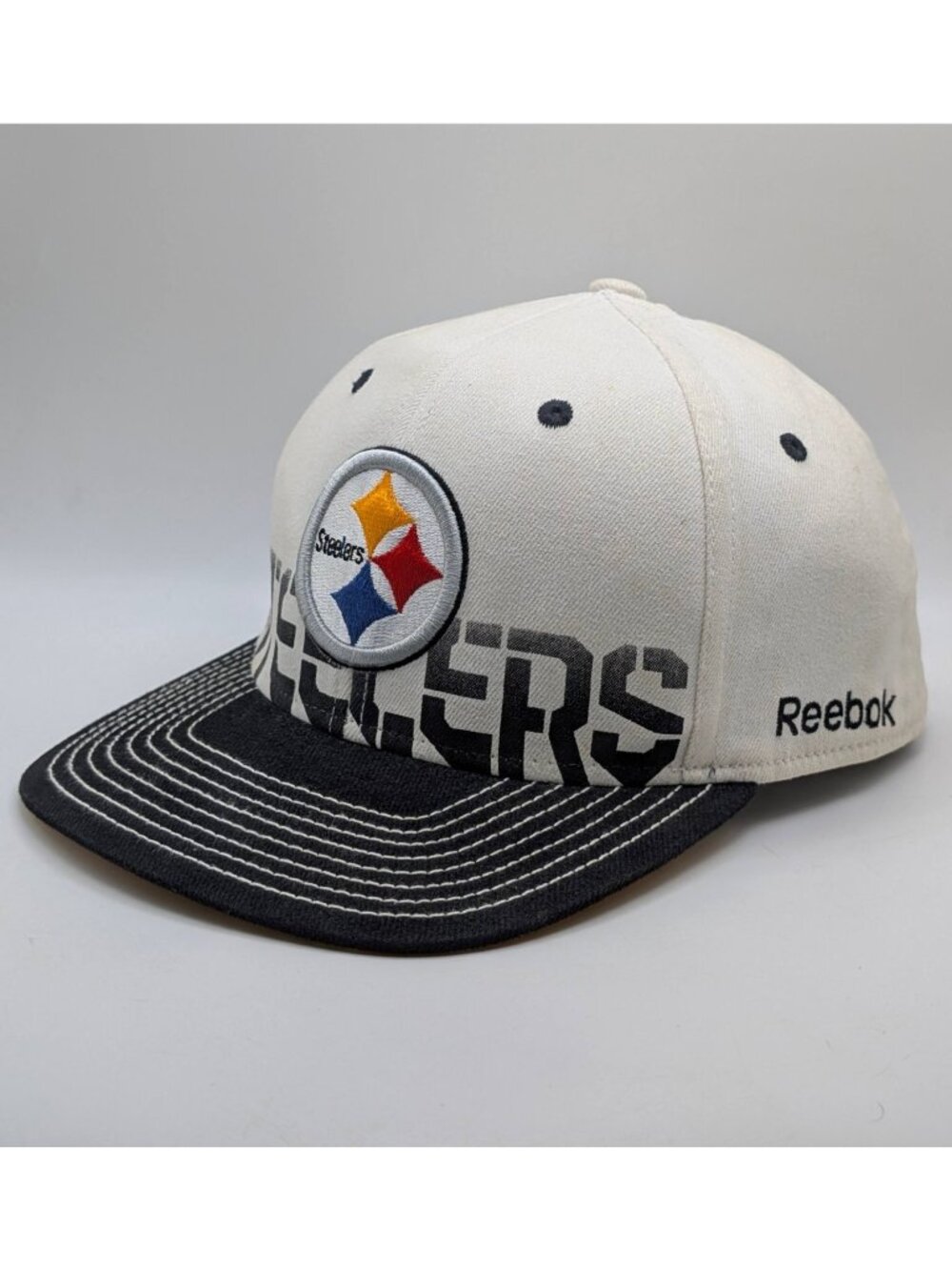 Pittsburgh Steelers Hat Reebok Fitted Stretch Size L/XL NFL Football Retro Cap